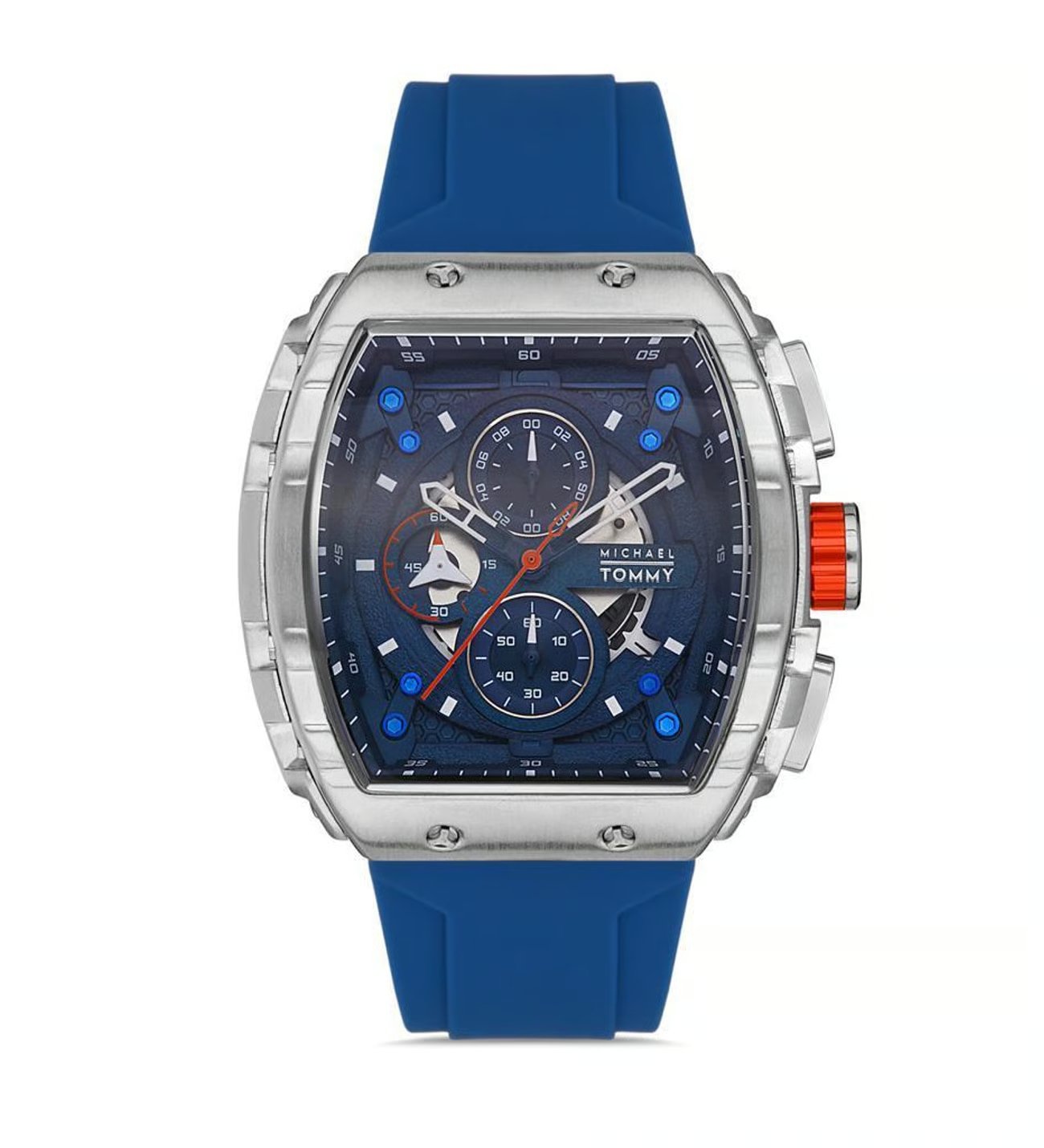 Montre Marocmichael-tommy-mt-20247g Michael Tommy MT-20247G-LBL44 – Silicone Bleu, Cadran Chronographe – Image 1